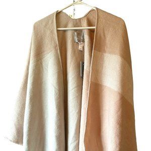 NWT SOIA & KYO Poncho Womens Pink OS Shawl Blanket Wrap Fringed Cape Boho Cozy